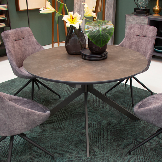 Comedor Circular Extendible Brixton con 6 Sillas Giratorias Westbourne