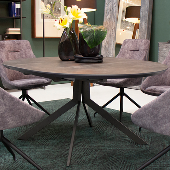 Comedor Circular Extendible Brixton con 6 Sillas Giratorias Westbourne