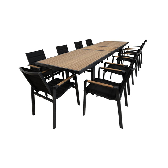 Set Comedor Extendible Más 10 Sillas Santorini Black