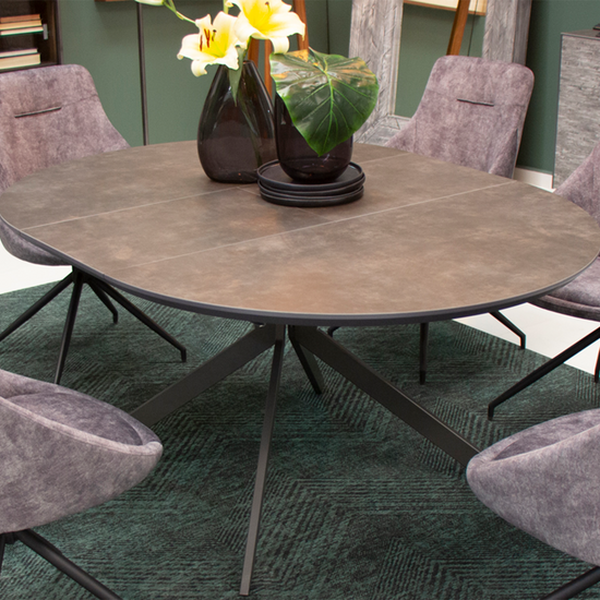 Comedor Circular Extendible Brixton con 6 Sillas Giratorias Westbourne
