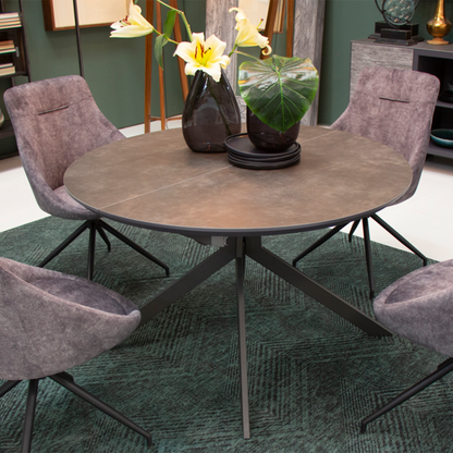 Comedor Circular Extendible Brixton con 6 Sillas Giratorias Westbourne