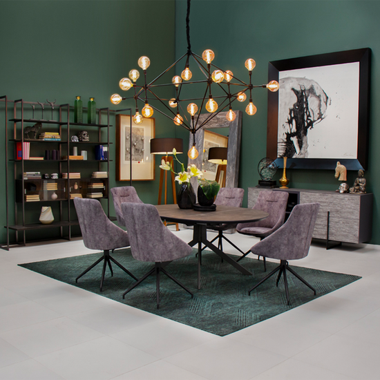 Comedor Circular Extendible Brixton con 6 Sillas Giratorias Westbourne