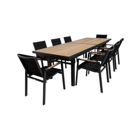 Set Comedor Extendible Más 10 Sillas Santorini Black