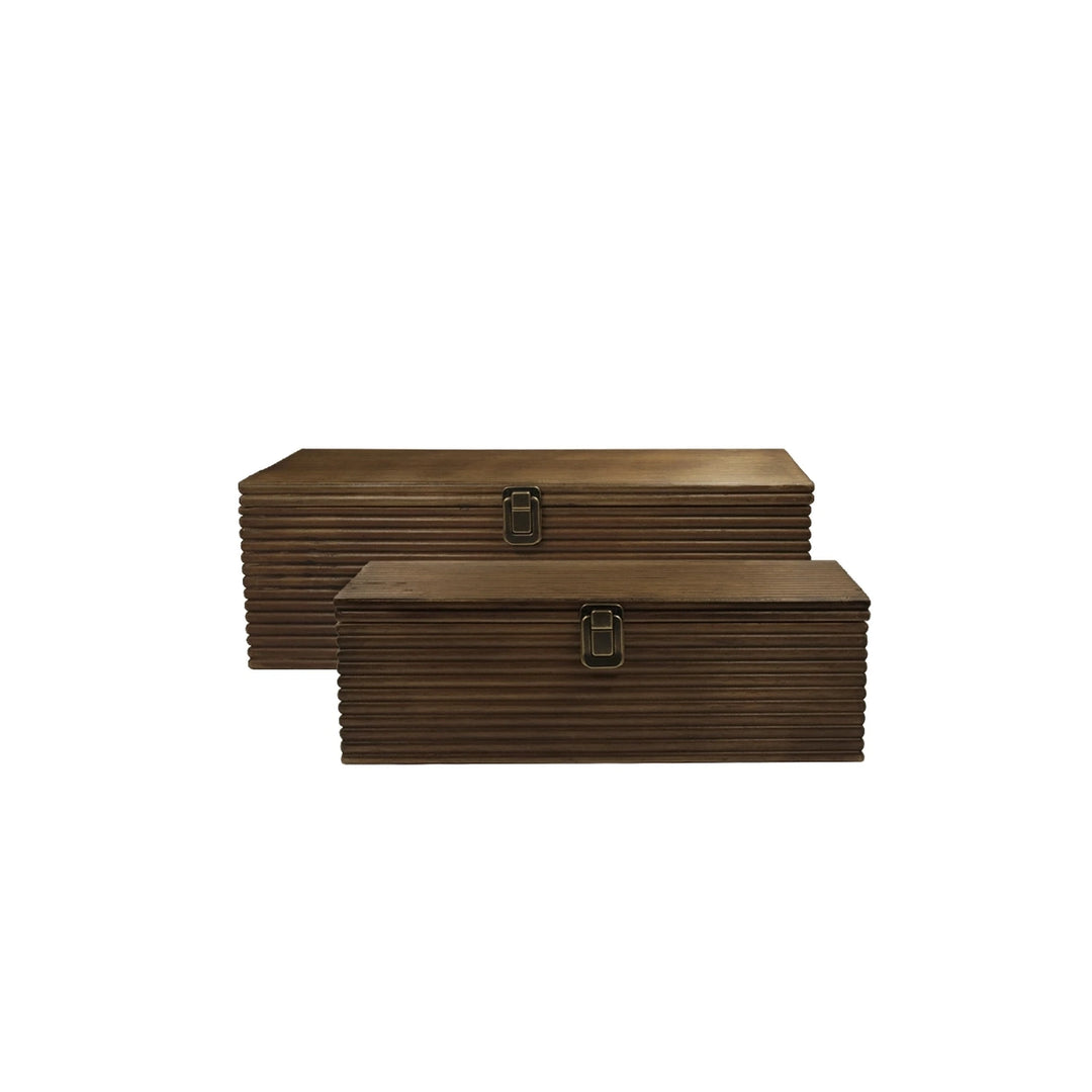 Set De 2 Cajas Rectangulares Decorativas De Madera