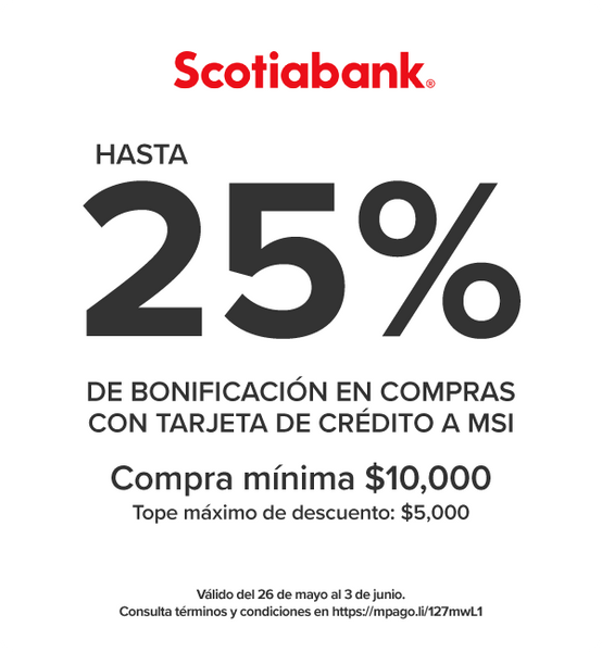 15%de bonificación pagando con tarjetas de crédito Scotiabank