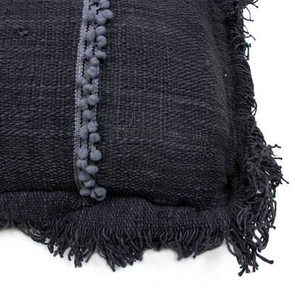 Cojín Negro Carbón 65X36 Con Cordón En Los Lados