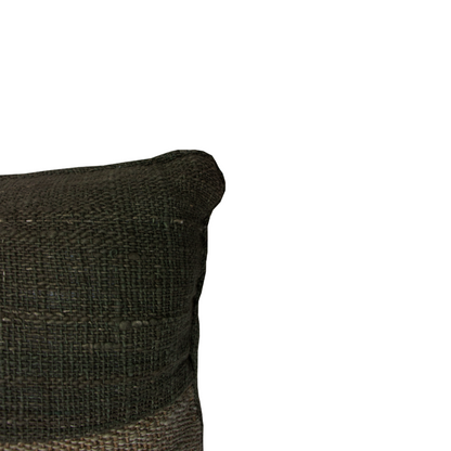 Cojín Mixto 66X36 Verde Olivo Jute Con Cordón En Los Lados
