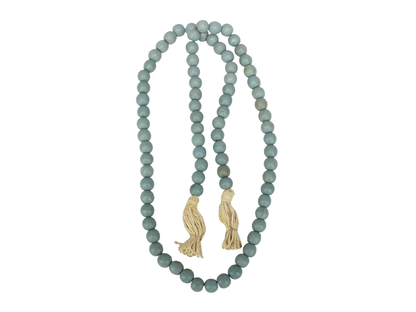 Rosario Decorativo Madera Aurora, Estilo Bohemio Acabado Azul
