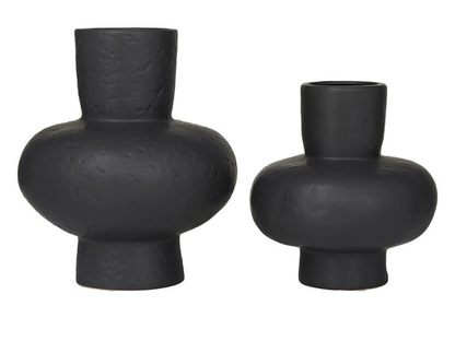 Set 2 Jarrones De Ceramica Calabaza Negro