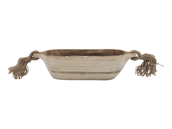 Charola Madera Con Borlas Marron