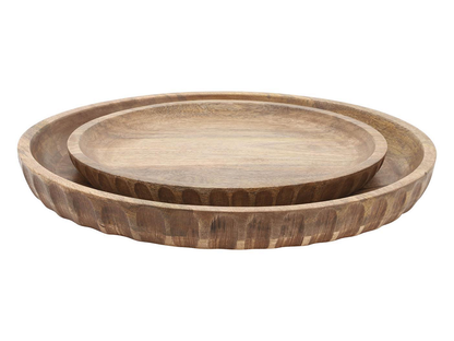 Set 2 Charolas Redondas Japandi Madera